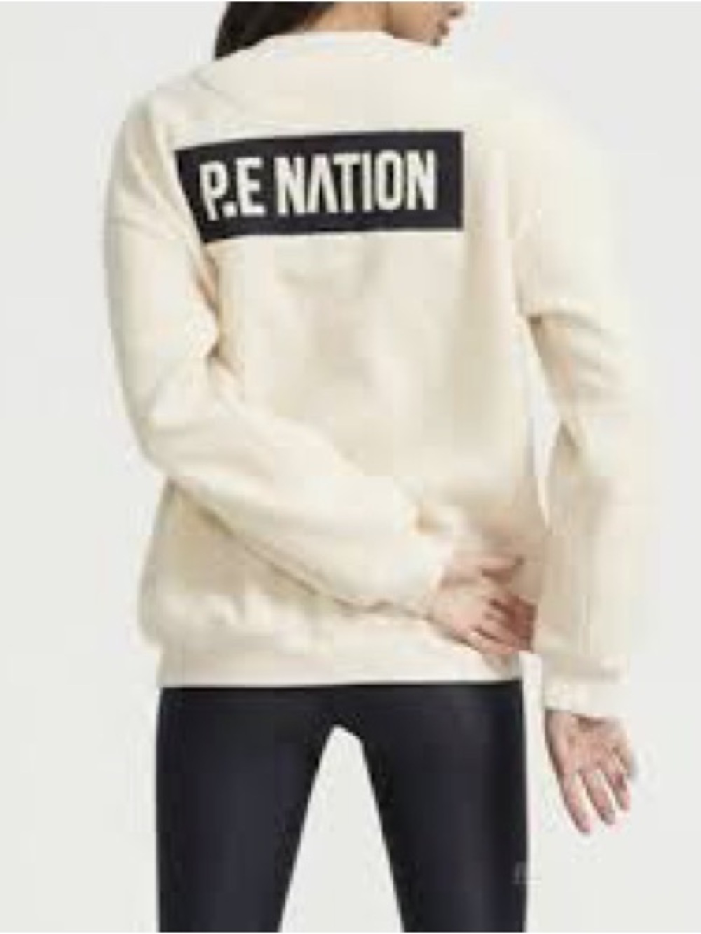 P.E Nation Cream Crewneck Sweatshirt with Black Logo
